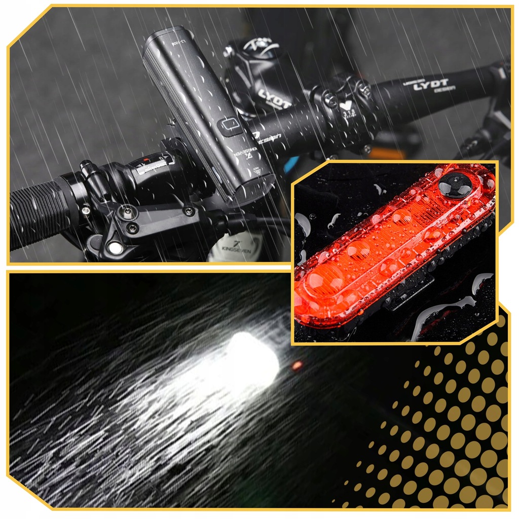 LAMPKA ROWEROWA LED TYLNA USB PRZEDNIA PRZÓD MOCNA TYŁ ZESTAW NA ROWER Strumień świetlny 1000 lm